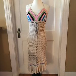 Crochet Cream Mermaid Hem Dress Sz S